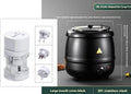 Black 10 litre stainless steel electric heating insulation pot with large mouth steel cover