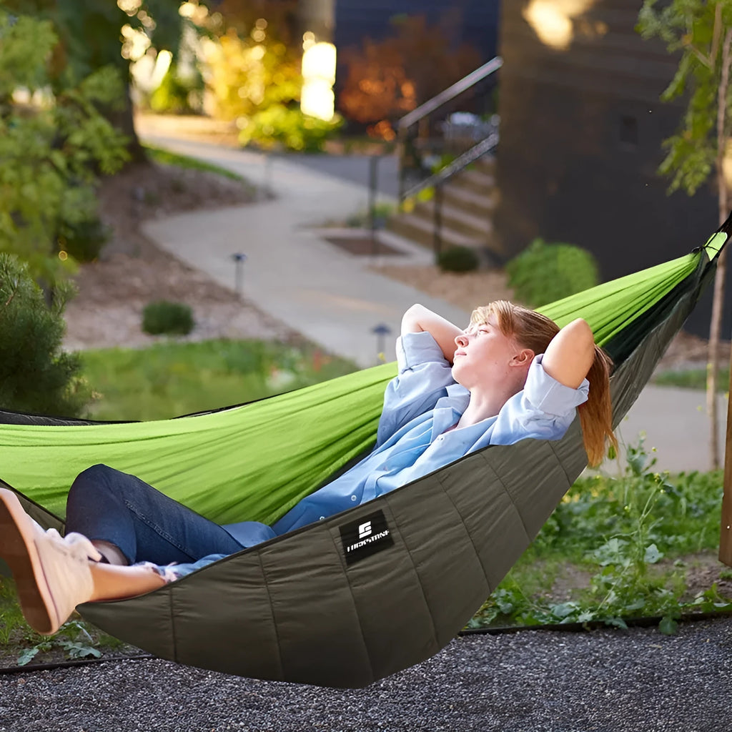 Outdoor camping thickened sleeping bag in army green with compression bag, 238cm long, 200g hollow cotton filling