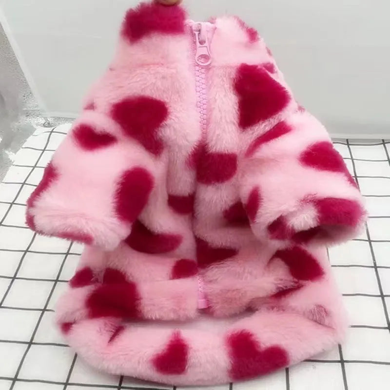 Polyester plush warm coat for small breed dogs in British style design