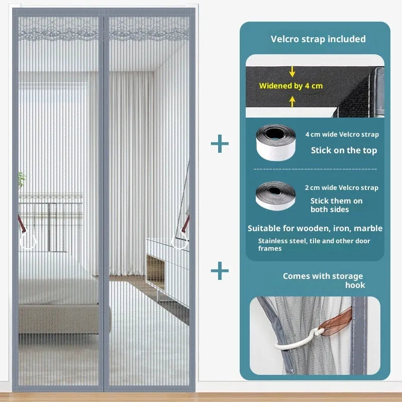 Self-priming Velcro door curtain in striped coffee colour measuring 90x230cm for household partition use