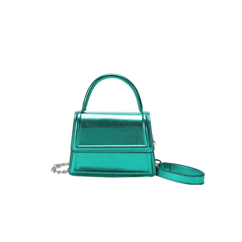 Retro PU leather crossbody shoulder bag in horizontal square shape on display