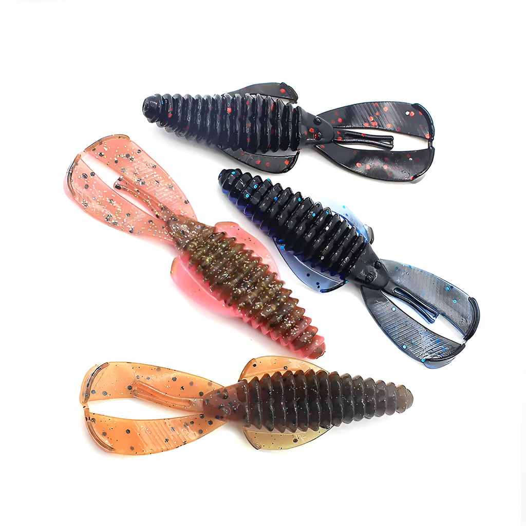 PVC fishing soft bait lure in one of twelve colours, shown in 8cm and 12cm size options