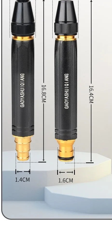Black alloy car washing gun with straight spray nozzle design