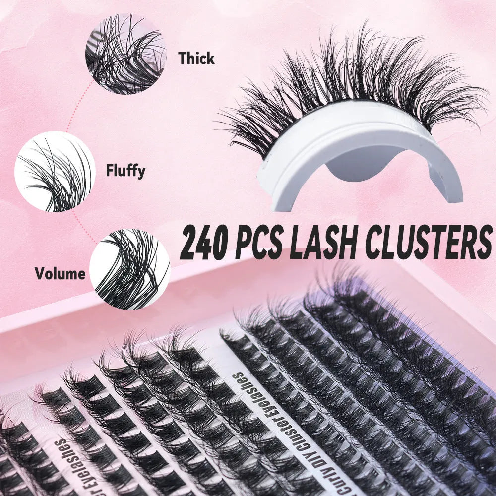 Mixed box of creative messy style false eyelashes with storage case measuring 13.7cm