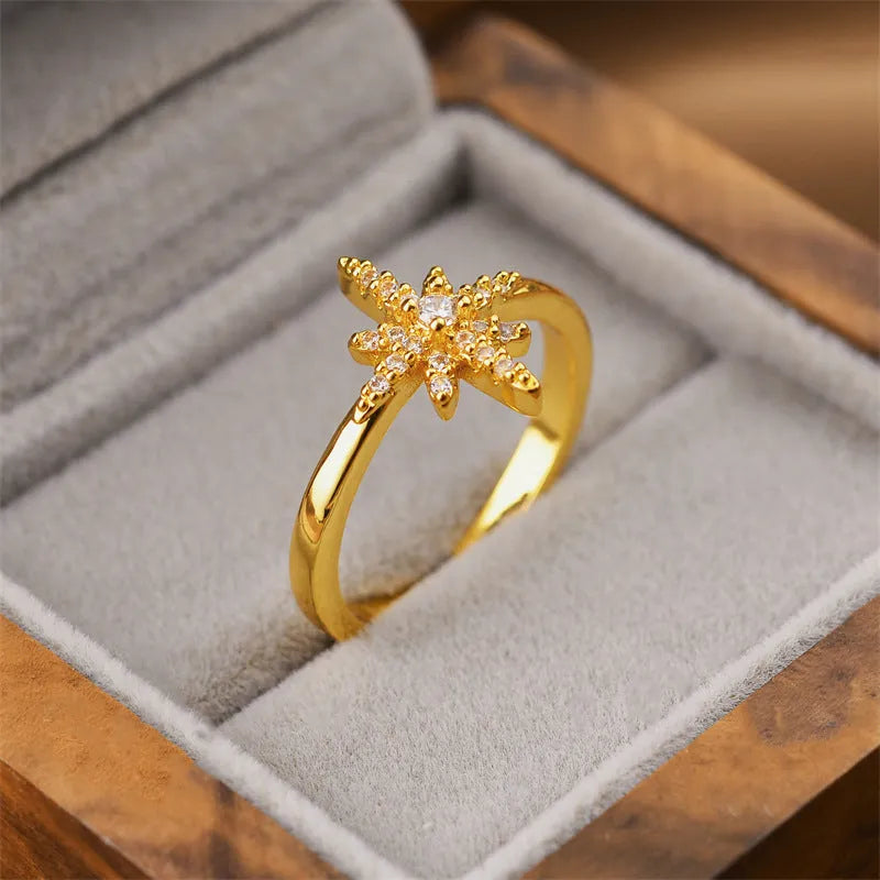 Korean fashion women's open geometric ring with electroplated gold finish on copper