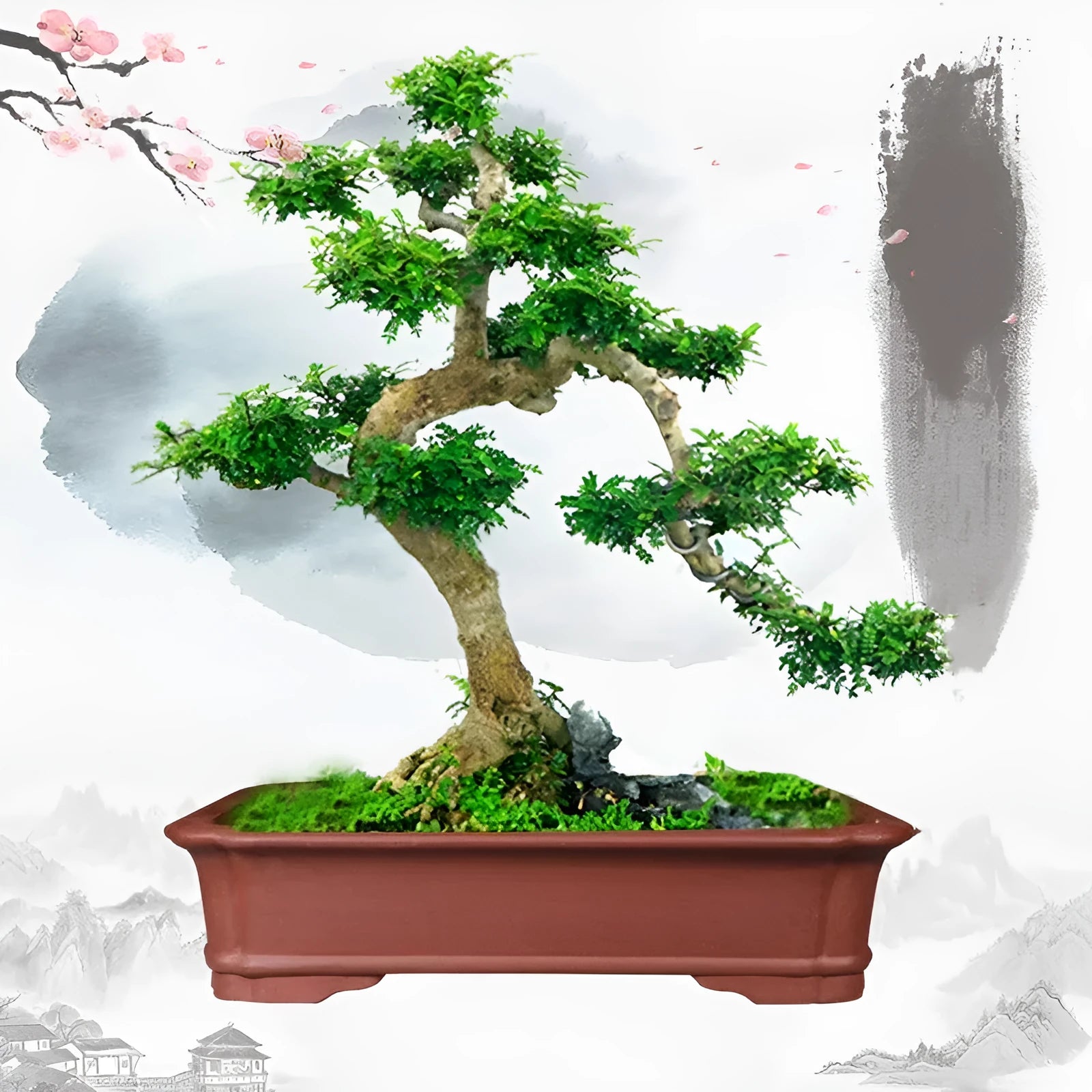 Large rectangular handmade purple clay flowerpot shown for bonsai or garden use.