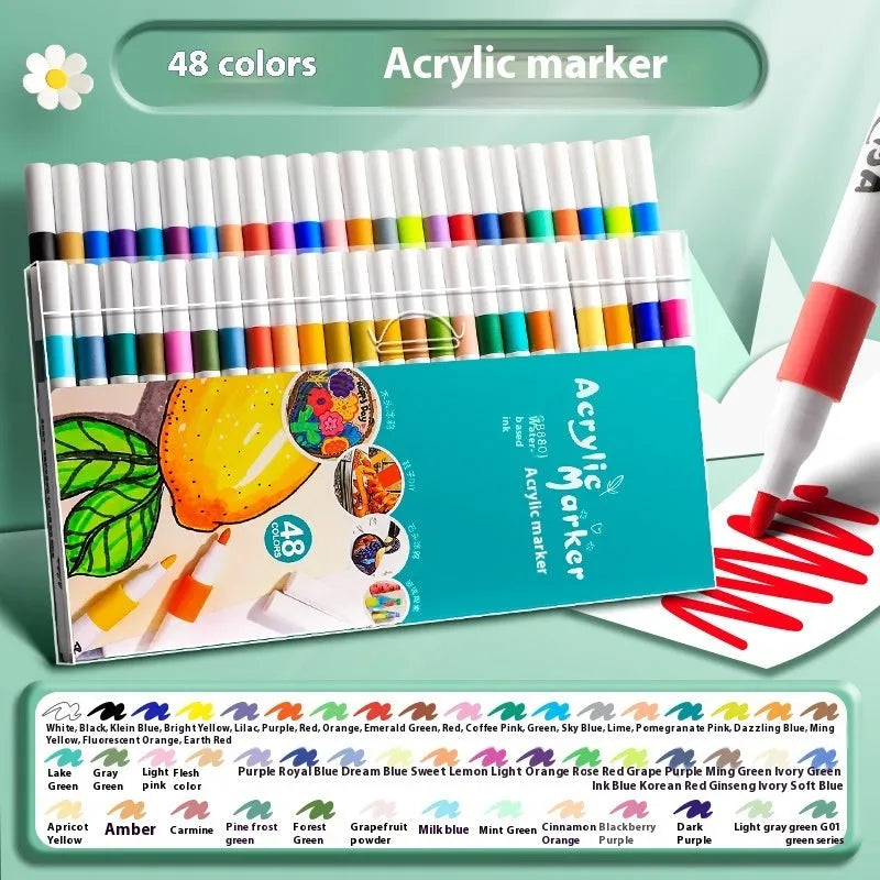 Acrylic marker pen sets in multiple colour options for student painting projects
