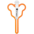 Hands-free dog poop bag holder with adjustable Velcro strap attached to a dog lead