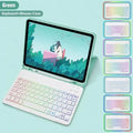 iPad protective case with luminous Bluetooth keyboard and leather sheath in black, featuring RGB three-color backlighting
