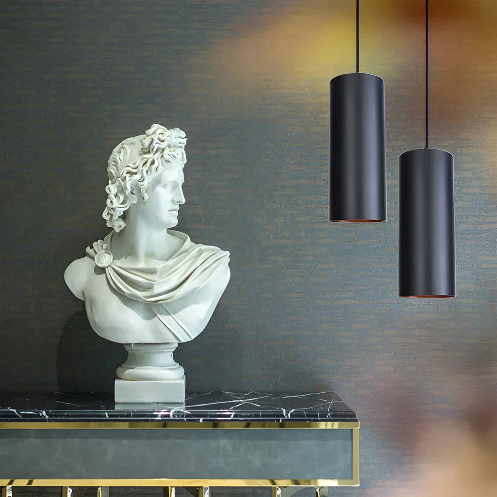 Retro iron art chandelier with matte black finish shown in bedroom setting