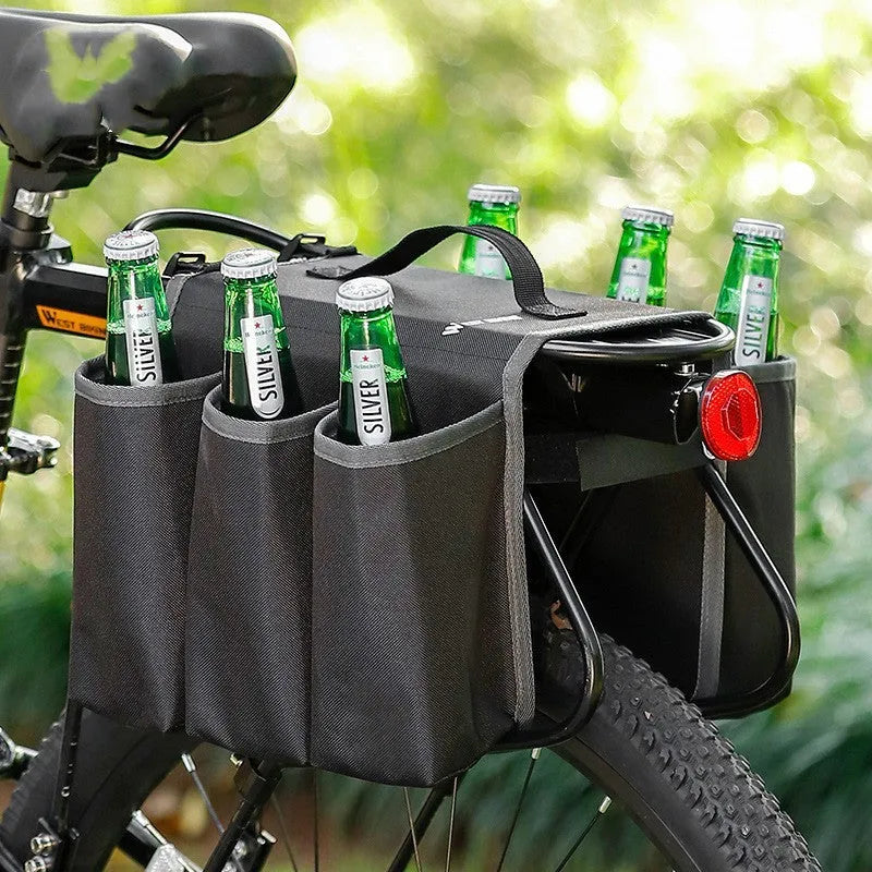 Black and orange bicycle handlebar double-sided anti-scratch drink storage bag with 2L capacity
