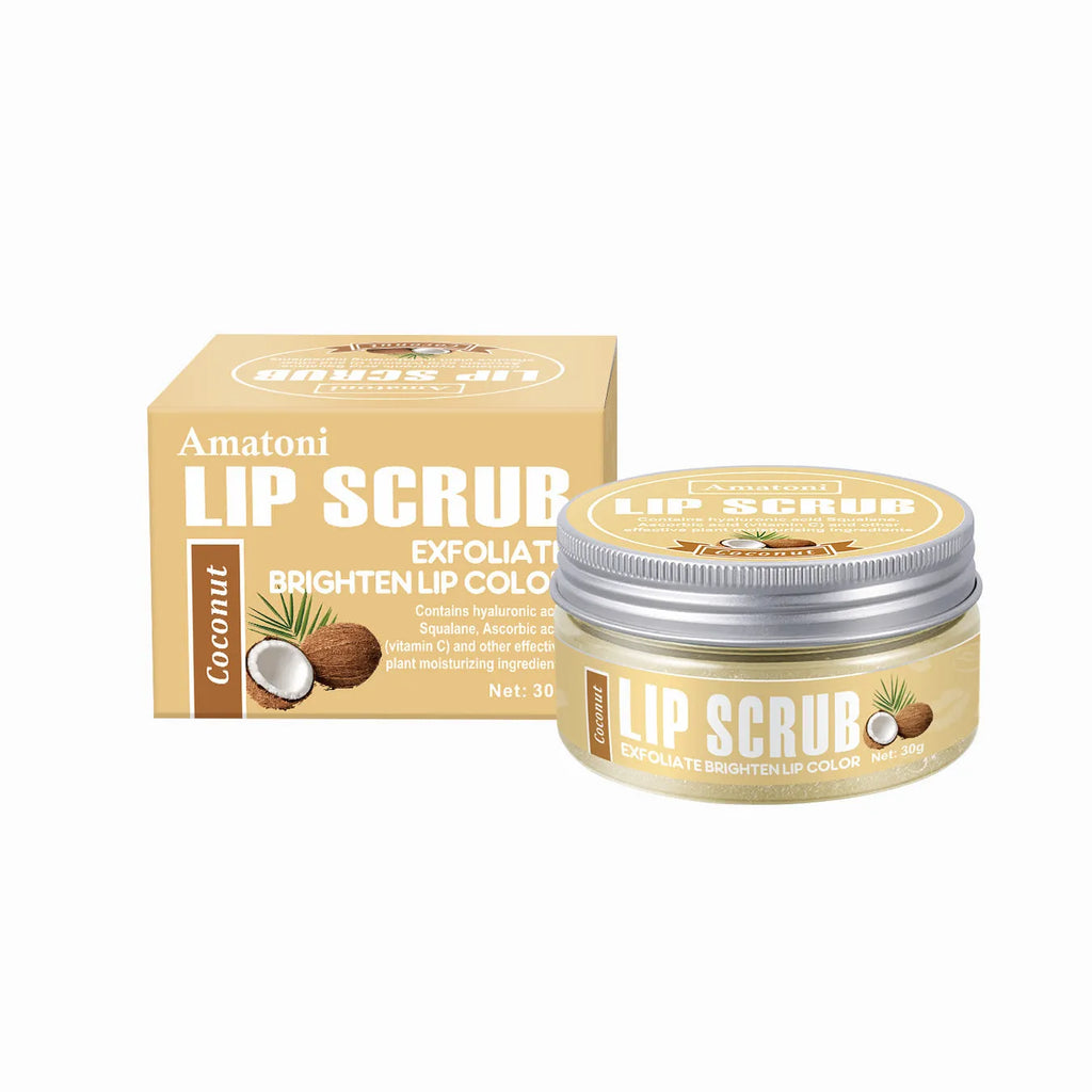 30g jar of fruit flavour lip scrub cream in coconut, raspberry, vanilla, or watermelon