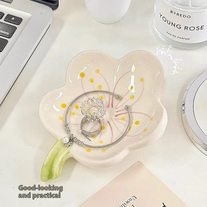 Yellow porcelain storage tray with optional small night light on display