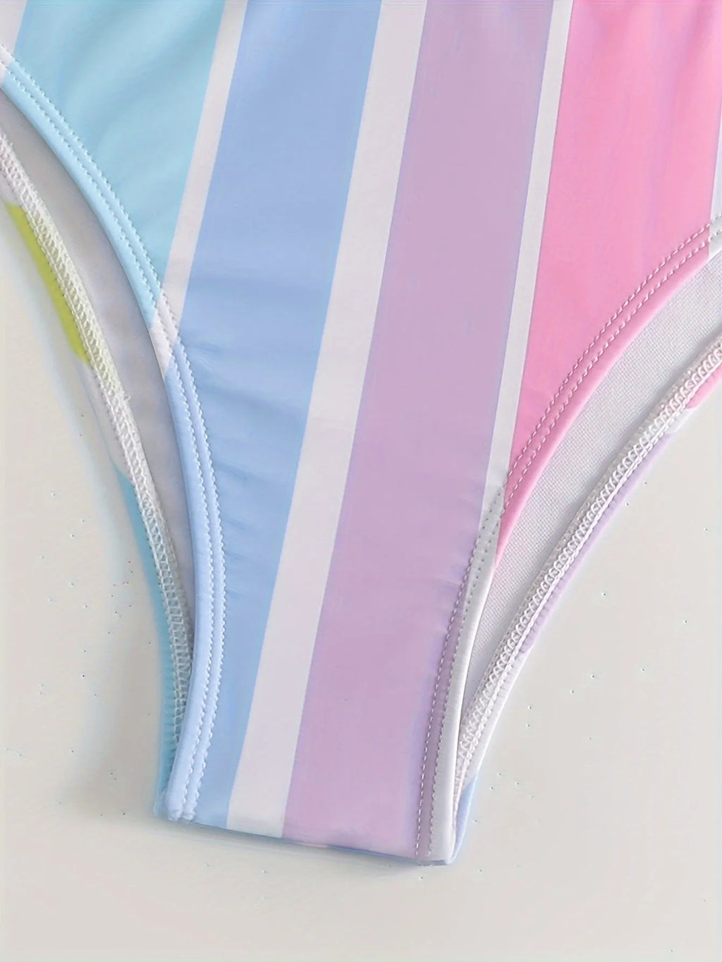 Women's striped bikini swimwear with briefs style in polyester spandex fabric