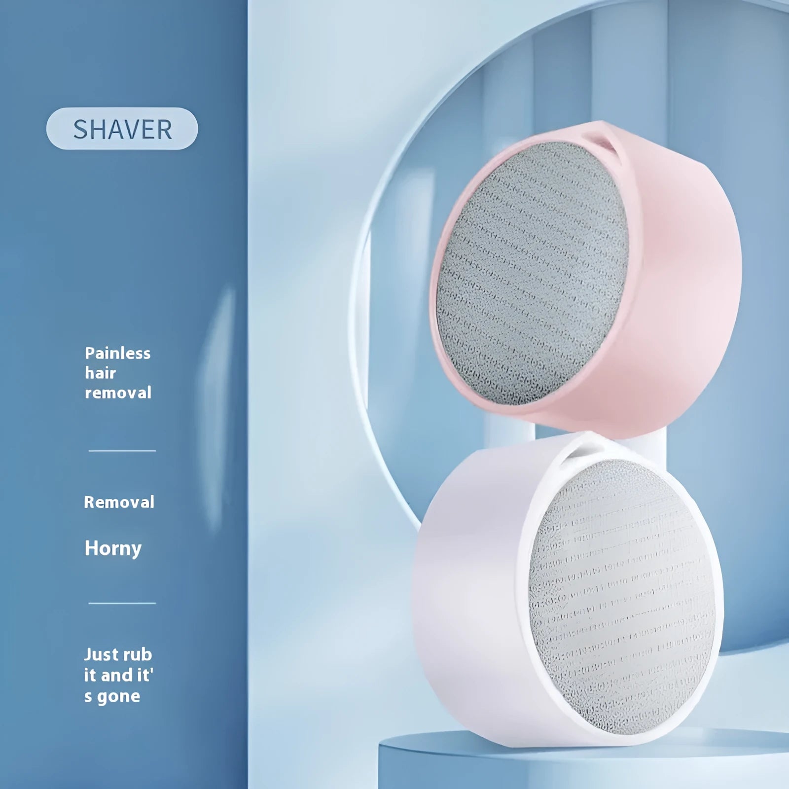 Nano Glass 2-in-1 epilator and foot grinder device in plastic housing