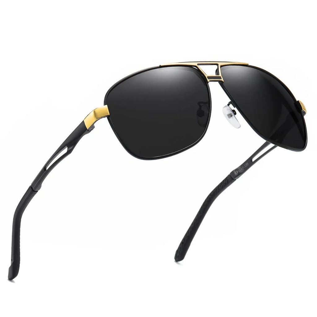 Men's orange red polarised aviator sunglasses with metal frame and TAC lenses