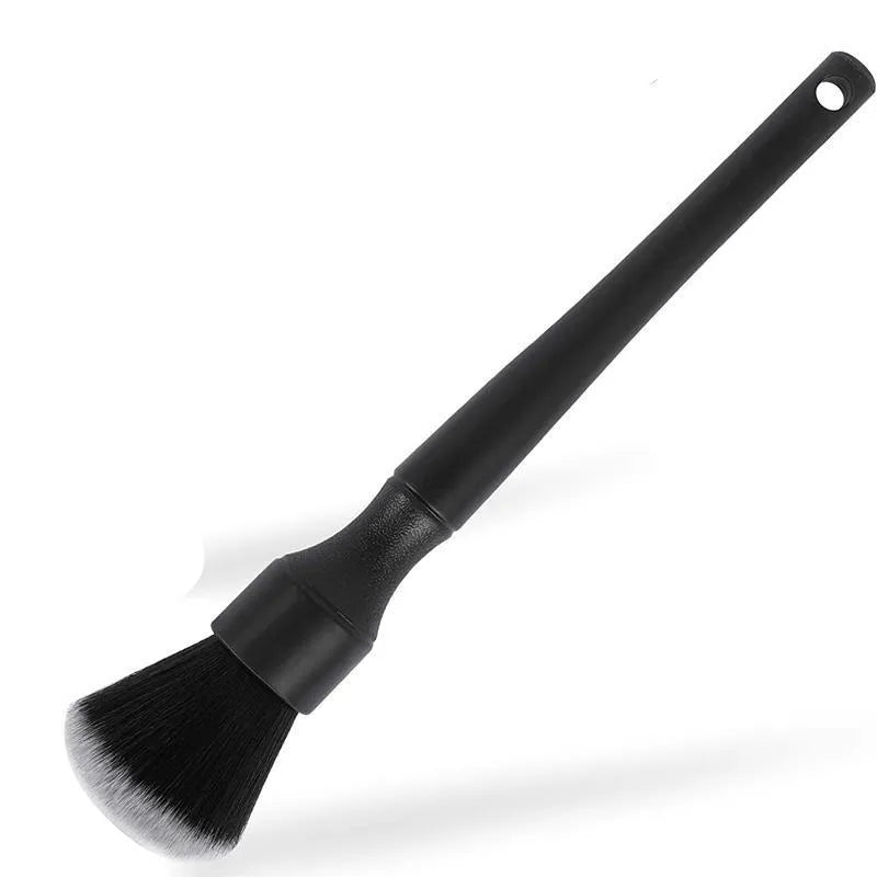 Black car detailing brush with soft pig hair bristles and PP handle in two sizes: 240mm and 160mm.