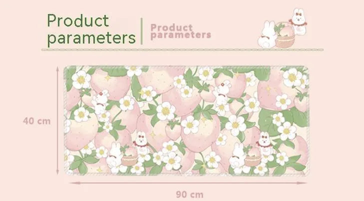 Large floral pattern mouse pad on a desk with keyboard and mouse