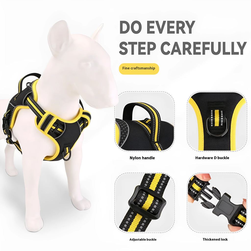 Yellow polyester dog traction strap anti-breaking loose for outdoor training