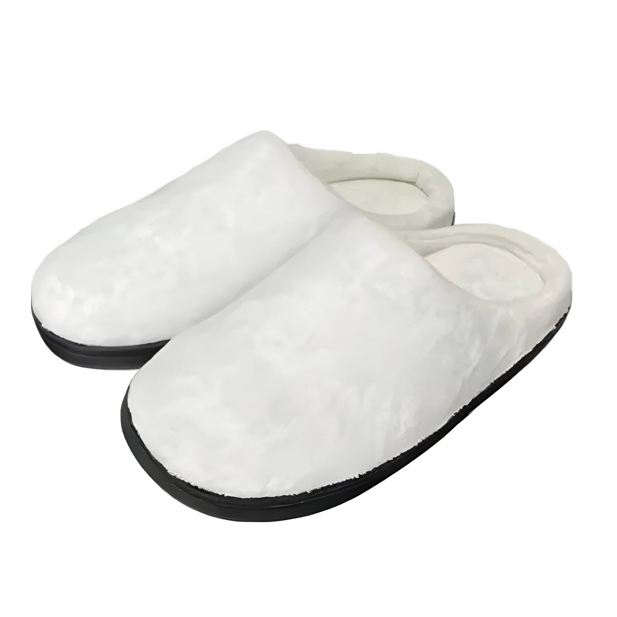 Pattern printed flannel slippers with a textured TPR rubber sole, shown in a customisable colour.