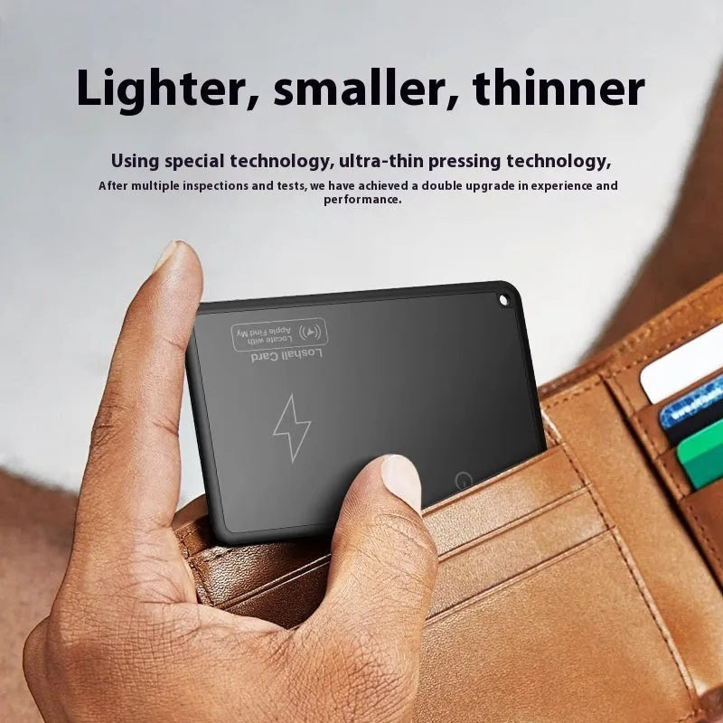 Locator smart wallet anti-loss alarm device in black with slim ABS casing