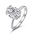 Oval gemstone ring in four-claw setting, available in gold and silver colours
