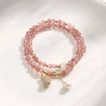Natural strawberry quartz crystal bracelet with geometric shape beads for women