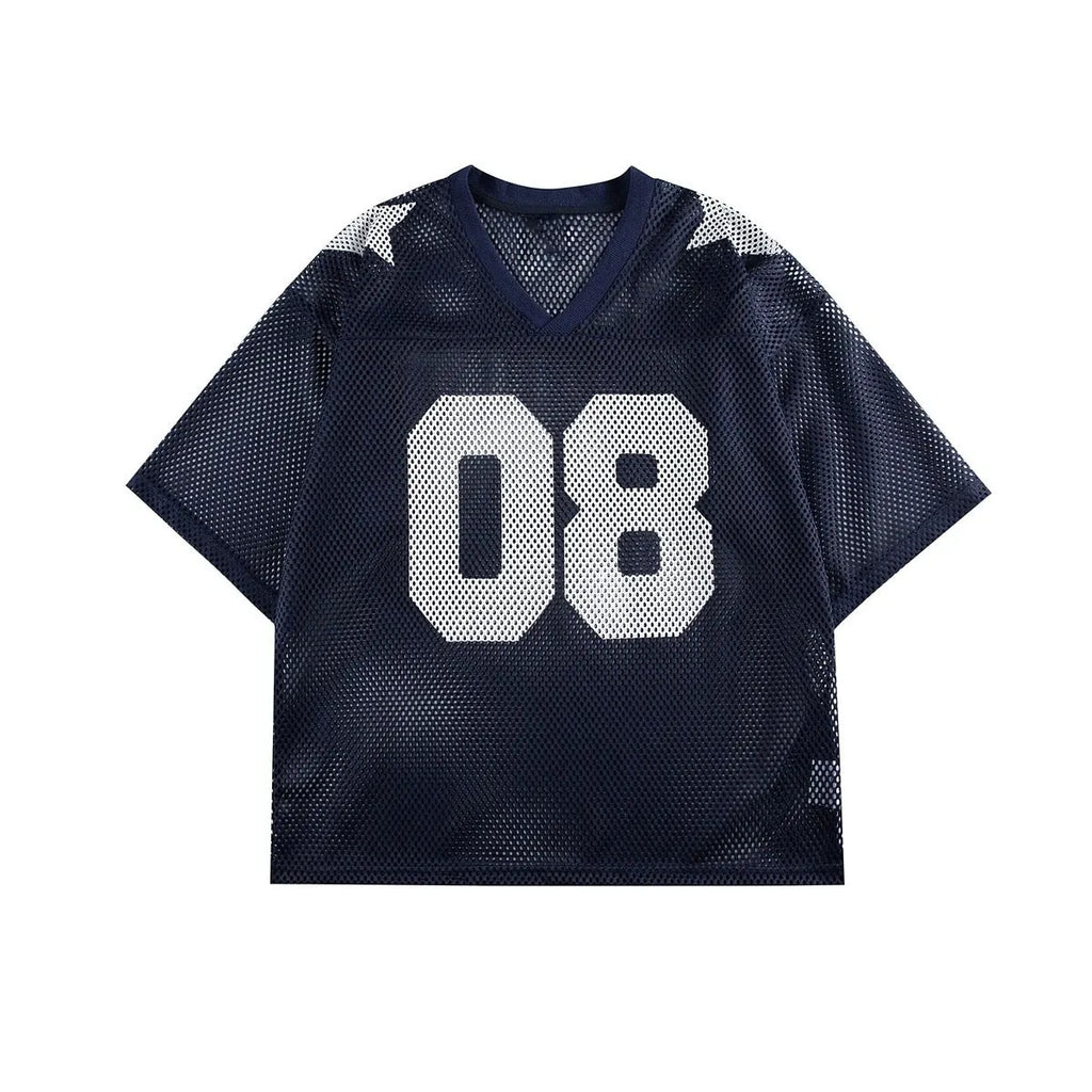 Black loose fit pullover shirt with white letter print and half sleeves