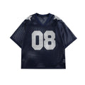 Black loose fit pullover shirt with white letter print and half sleeves