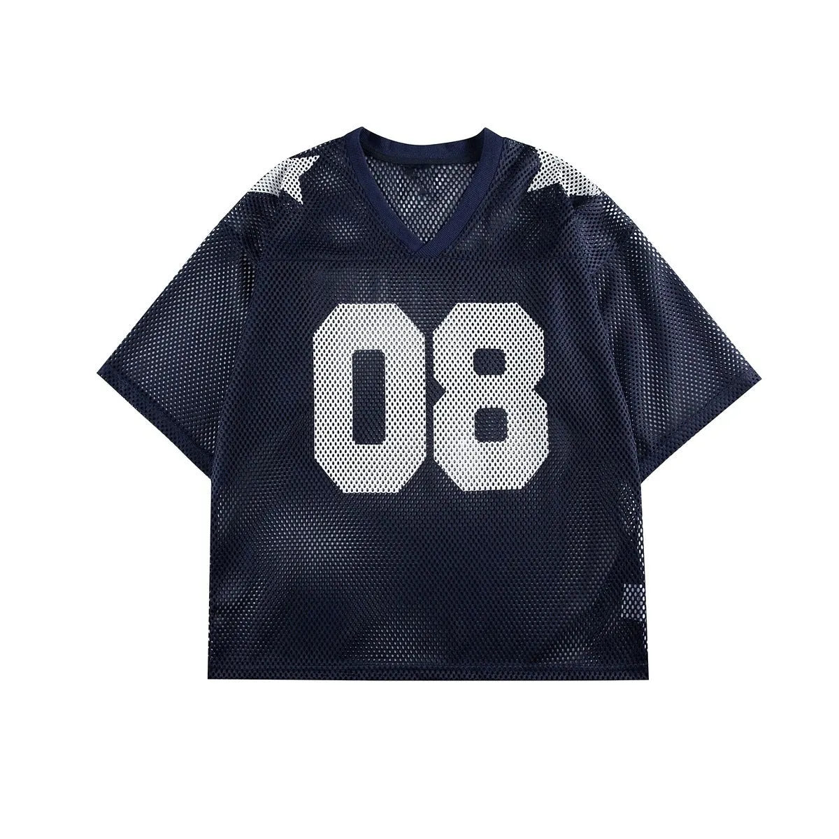 Black loose fit pullover shirt with white letter print and half sleeves