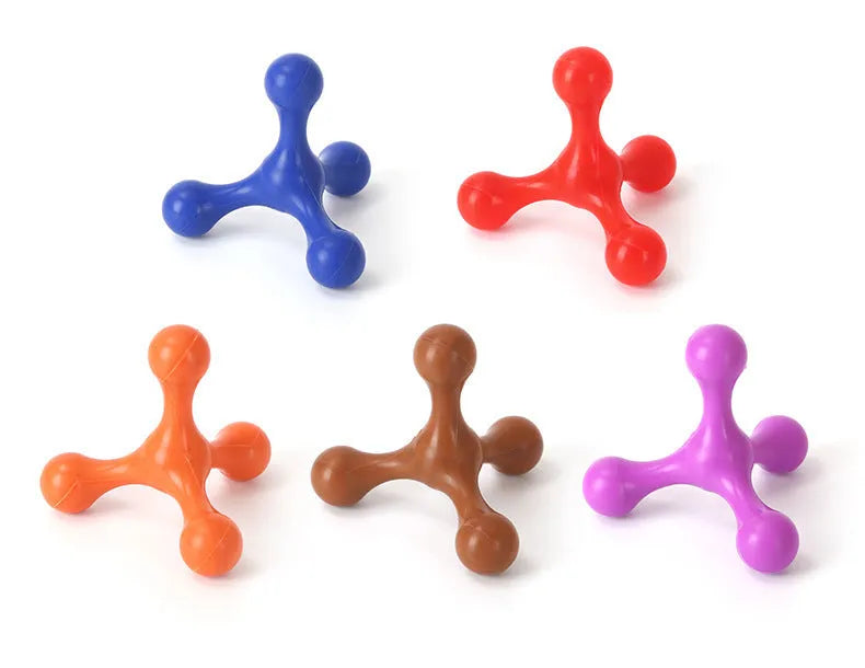 Blue silicone dog chew toy with three legs for small and medium puppies