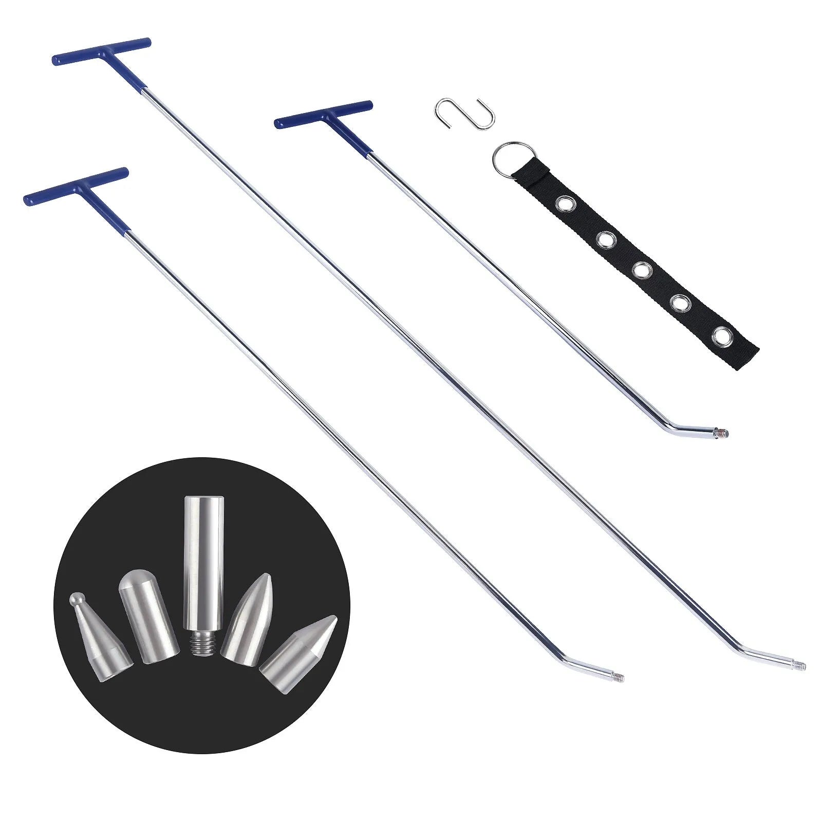 Alloy steel car dent repair hook crowbar three-piece tool set for auto body maintenance