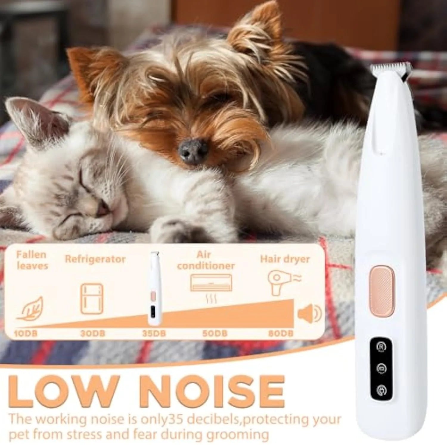 White dog paw trimmer with LED light and rechargeable USB cable