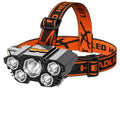 Head-mounted LED miner's lamp with adjustable strap and rechargeable battery