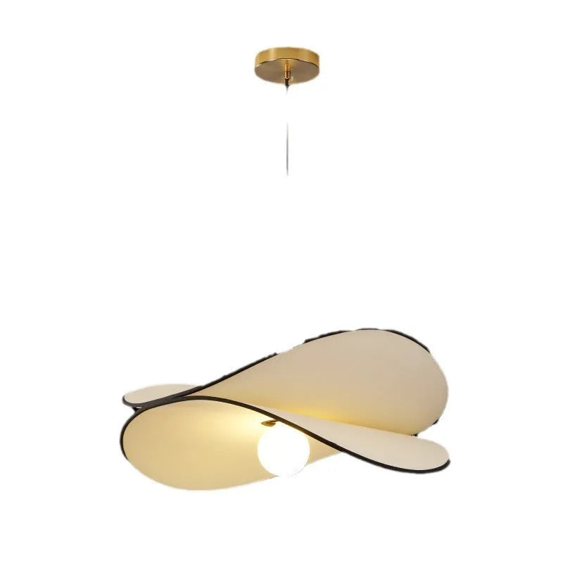 Modern French style fabric chandelier pendant light in 40cm size with warm light, hung in a bedroom