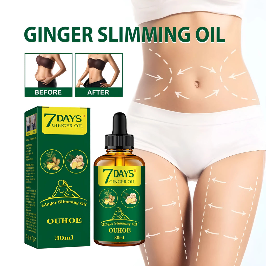 Ginger body shaping oil 30ml bottle for thigh firming and muscle slimming care universal skin type