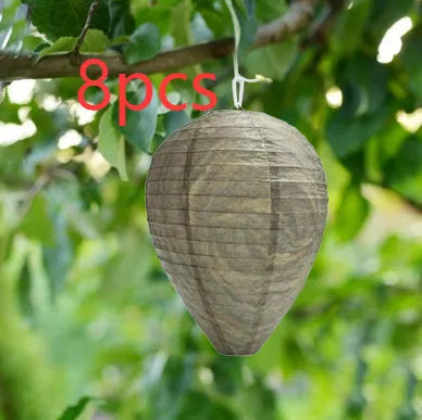 Beehive-shaped paper lantern measuring 22cm diameter by 28cm height with wire frame