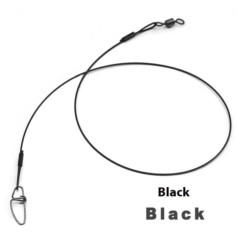 Set of 10 steel wire double buckle fishing pins showing green, black, and red colour options