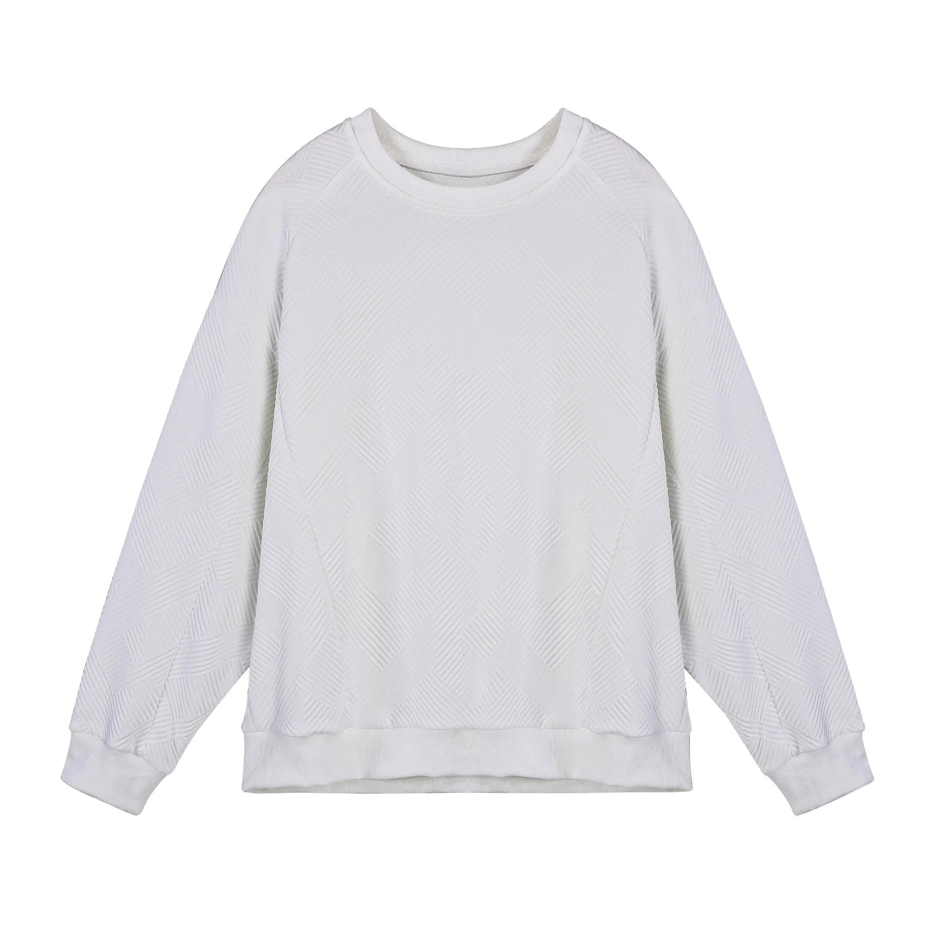 Men's twill jacquard loose fit round neck sweater solid colour