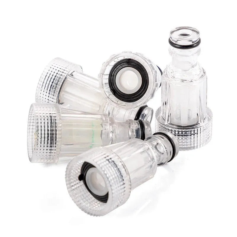Transparent plastic inlet joint and filter for Karcher pressure washers with 3cm diameter connection