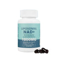 Bottle of NMN nicotinamide mononucleotide dietary supplement gel capsules.