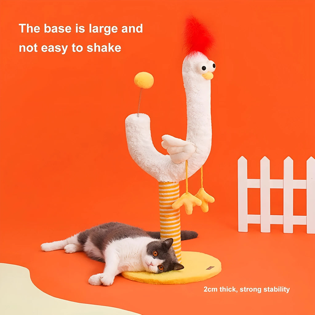 Yellow sisal rope cat scratching post with spring ball measuring 88cm tall