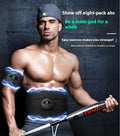 Smart abdominal vibration fitness belt with display screen on adjustable strap.