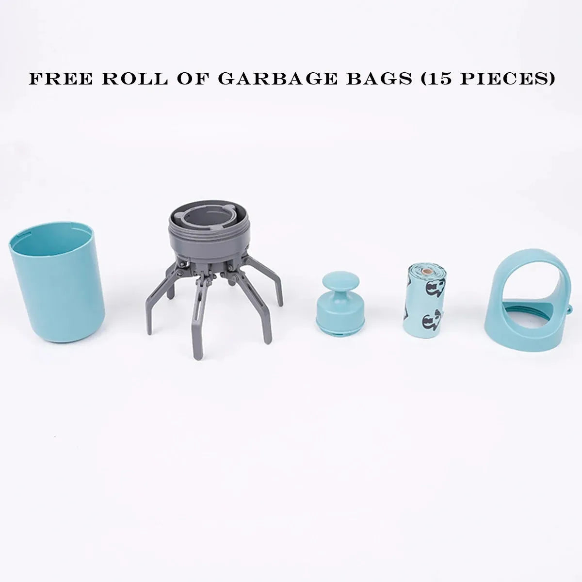 Blue pet outdoor toilet claw pooper scooper with ABS plastic build and garbage bag dispenser