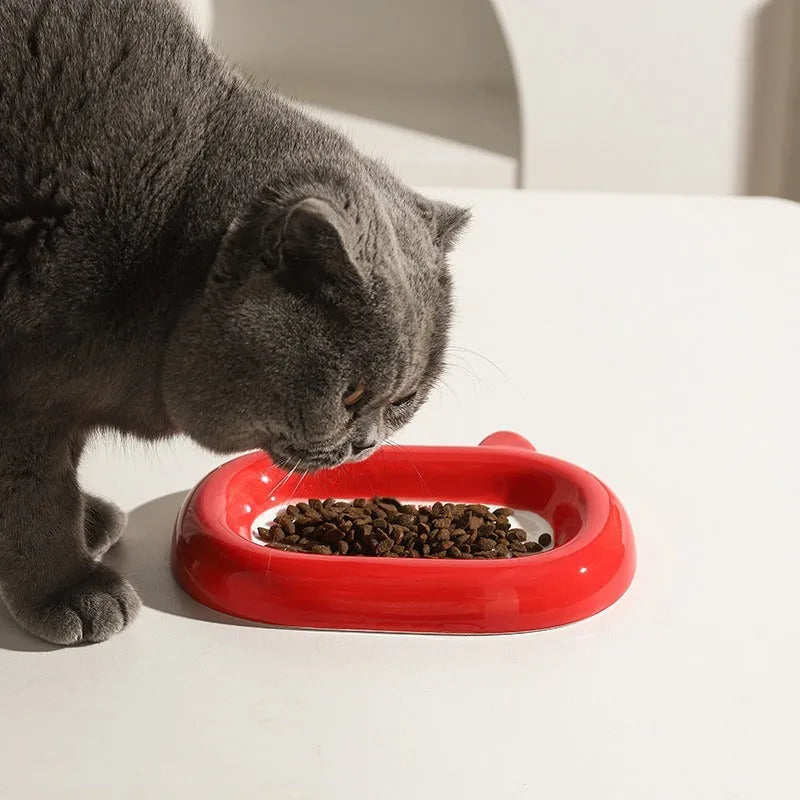 Ceramic cat dog food bowl with animal design in Cat style, measuring approx 12-15 cm