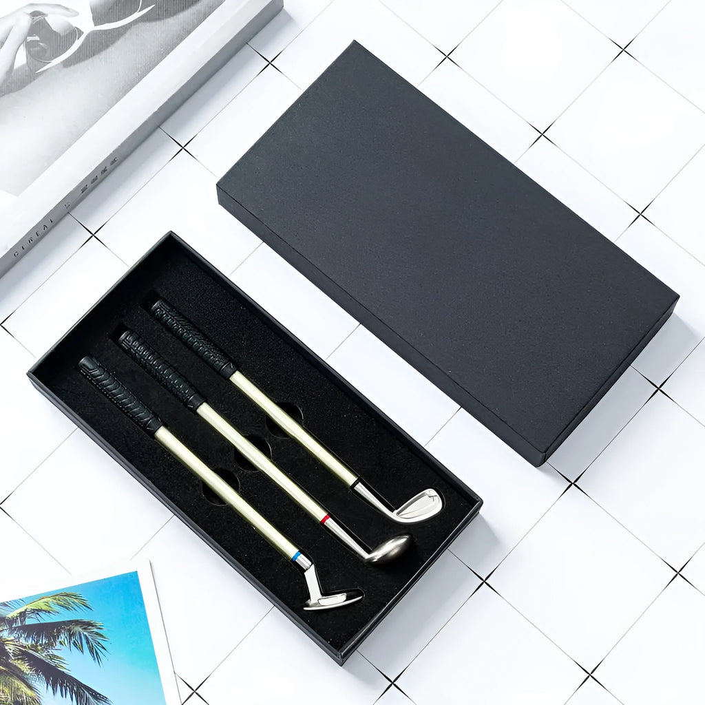 Metal suit ballpoint pen with golf design, bullet tip 0.7 mm, dimensions 18.5 x 9.4 x 2.2 cm