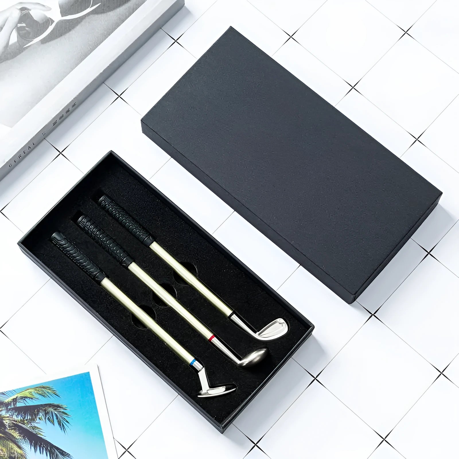 Metal suit ballpoint pen with golf design, bullet tip 0.7 mm, dimensions 18.5 x 9.4 x 2.2 cm