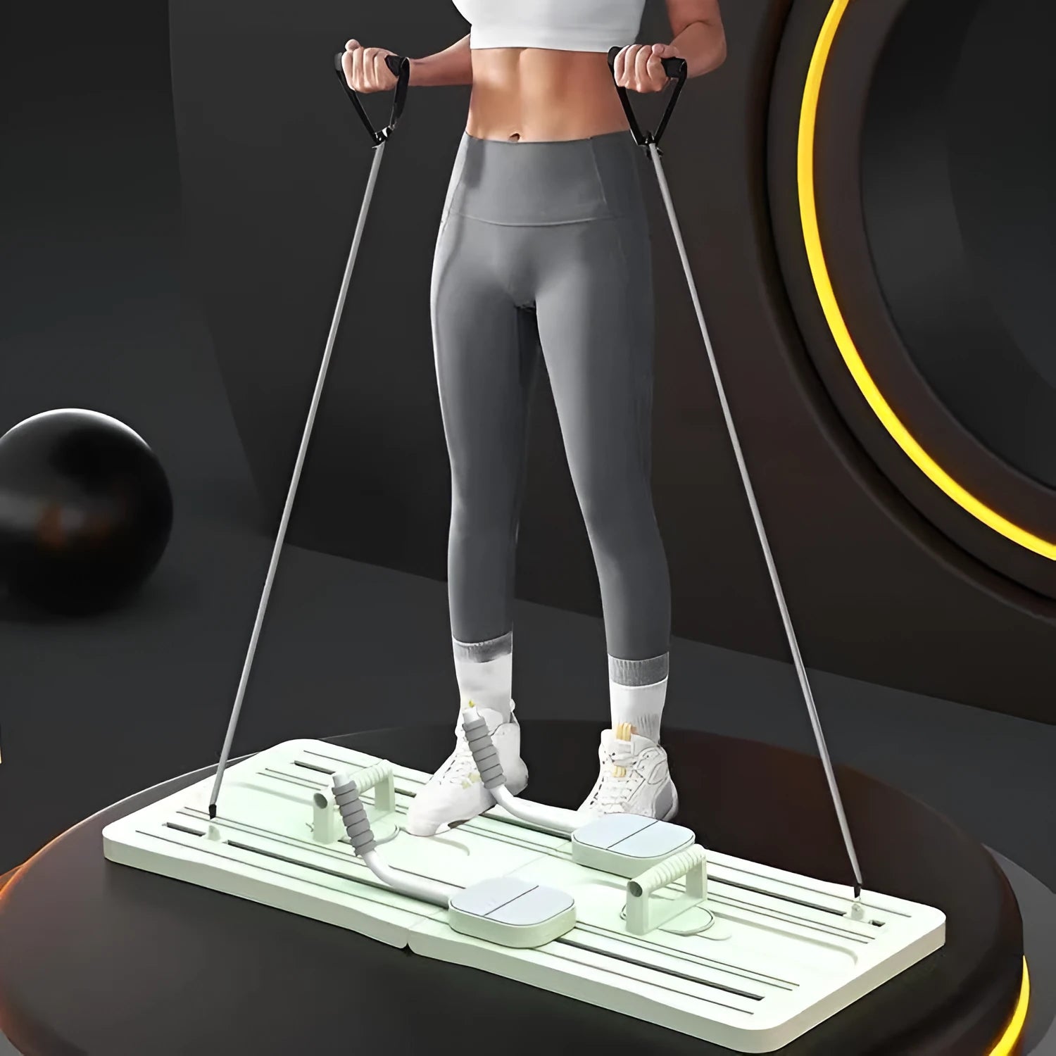 Foldable PP belly panel board in black, pink and purple colour options for portable abdominal training