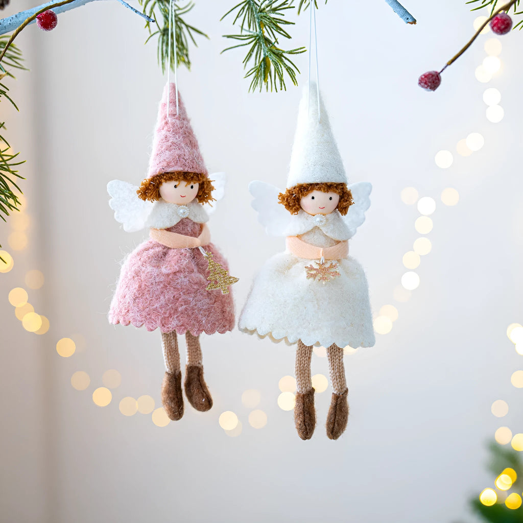 White cloth angel skirt felt pendant with modern simplicity design for Christmas decoration