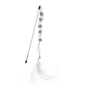 Colourful cat teaser interactive toy rod with bell and feather attachments